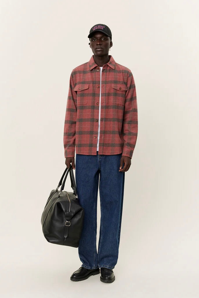 Lennon Flannel Check Overshirt Coffee Brown/Fired Brick