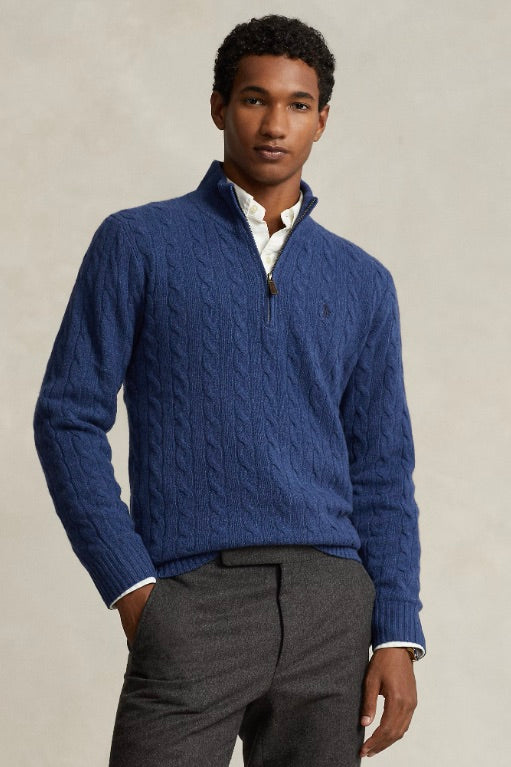 Cable-Knit Wool-Cashmere Jumper Rustic Navy Heather