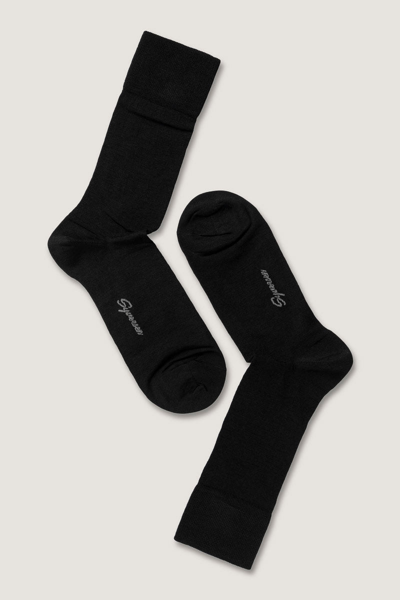 SYVERSEN Fine Wool Crew Sock Black - Dale