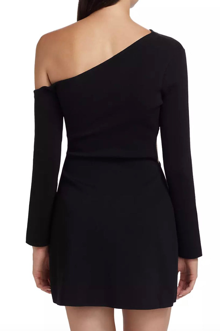 Lia Asymmetric Mini Knit Dress Black