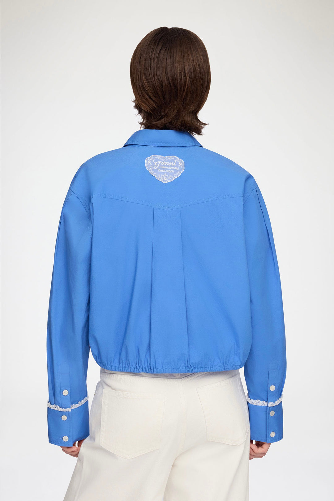 Stretch Cotton Cropped Bowling Shirt Marina