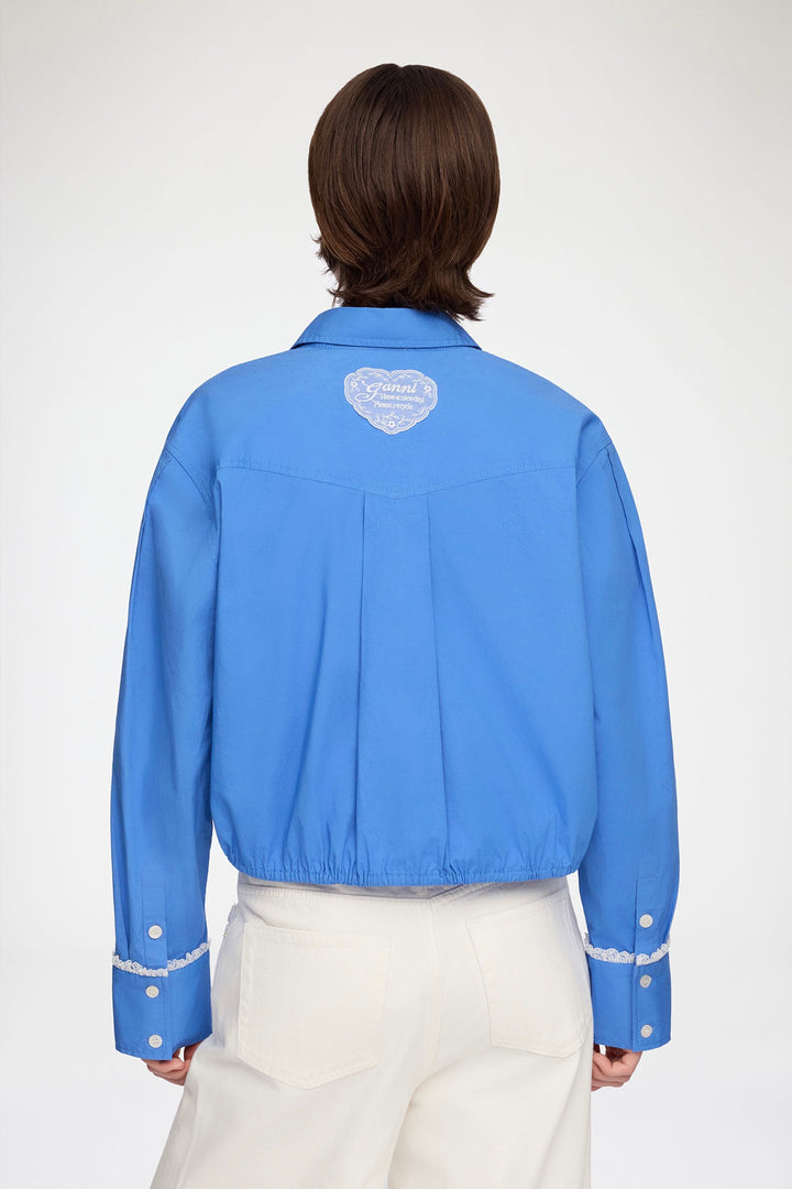 Stretch Cotton Cropped Bowling Shirt Marina