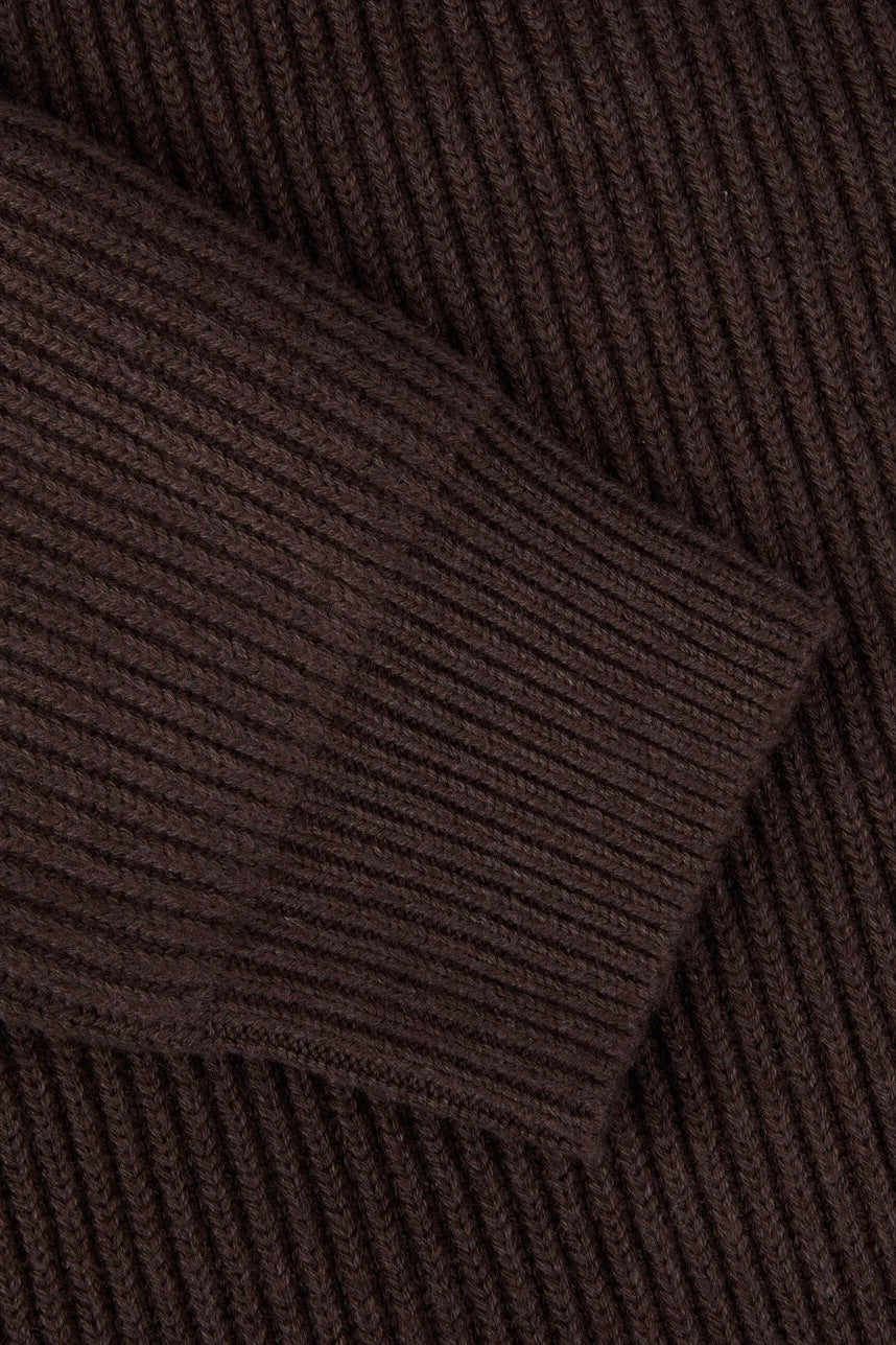 Cardigan Knitted Hybrid Buttoned Alcantara Brown