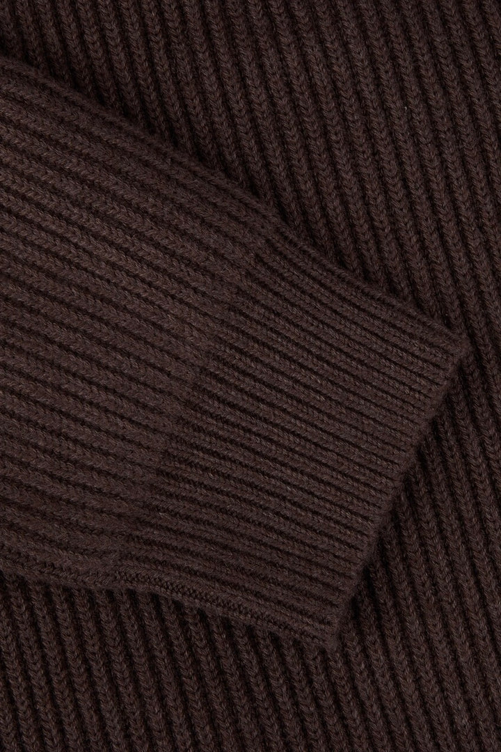 Cardigan Knitted Hybrid Buttoned Alcantara Brown