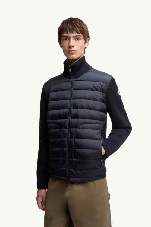 Padded Zip-Up Cardigan Navy