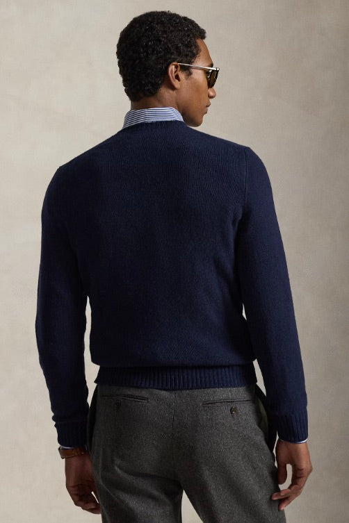 Wool Cashmere Crewneck Sweater Hunter Navy