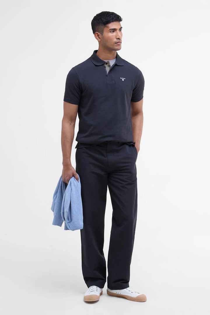 BARBOUR Tartan Pique Polo Shirt Navy - Dale