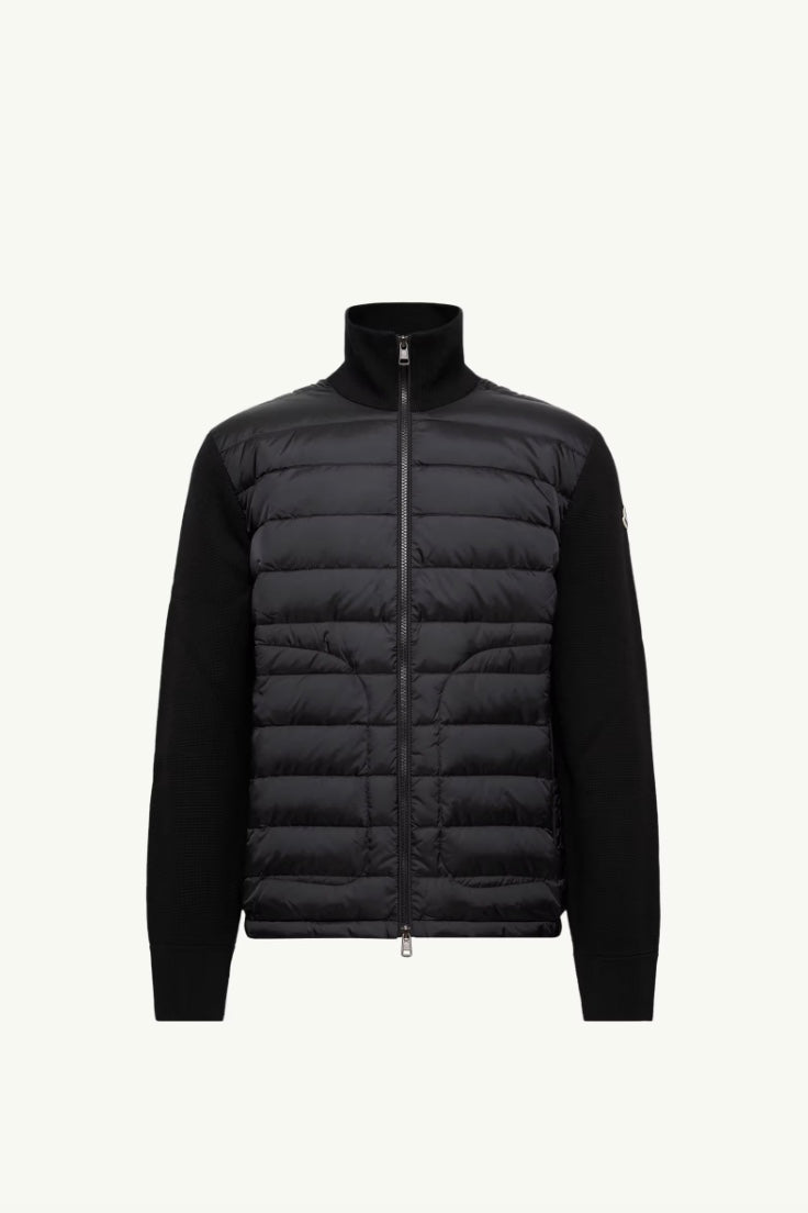 Padded Zip-Up Cardigan Black