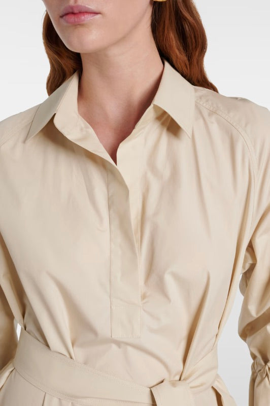 Oversized Cotton Poplin Dress Beige