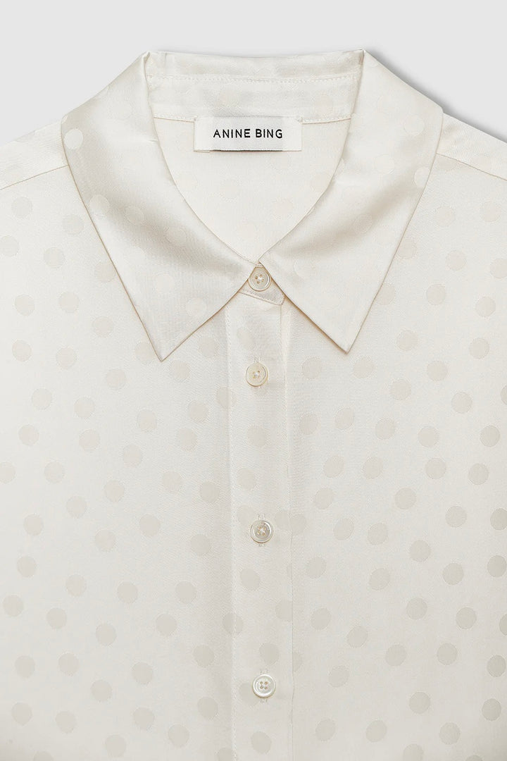 Amanda Shirt Ivory Dot Jacquard