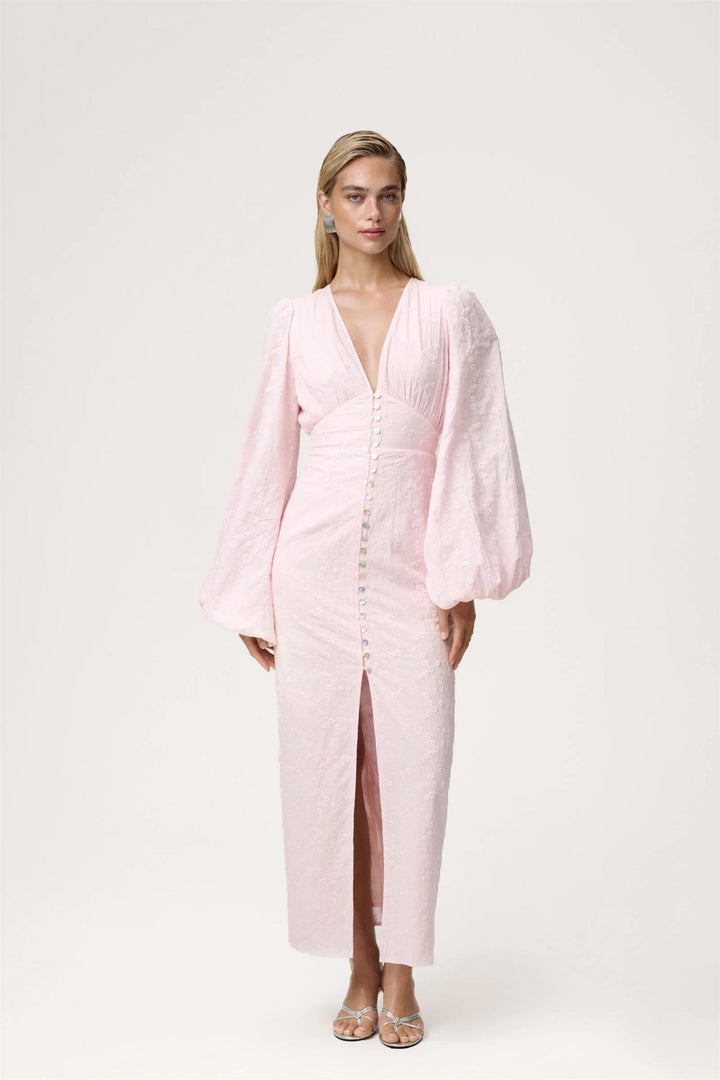 Positano Dress Pink Embroidery