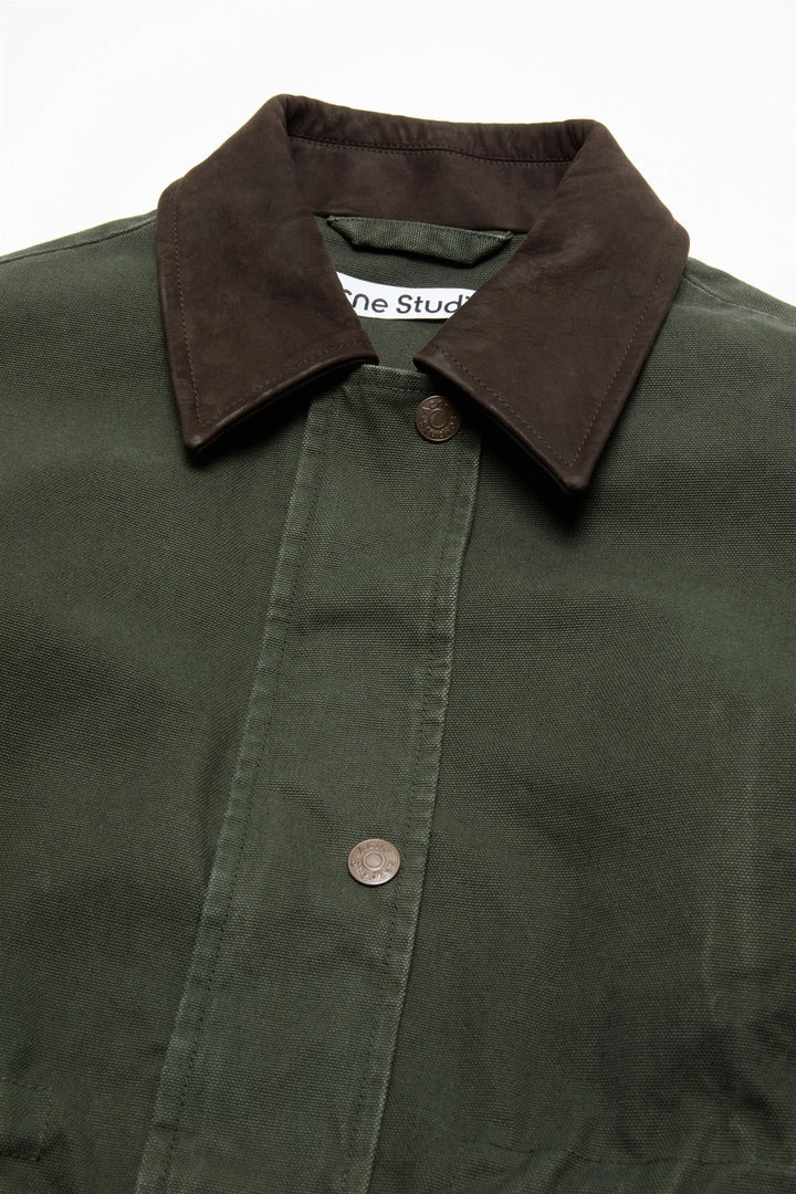Washed Canvas Blouson Jacket Dark Green