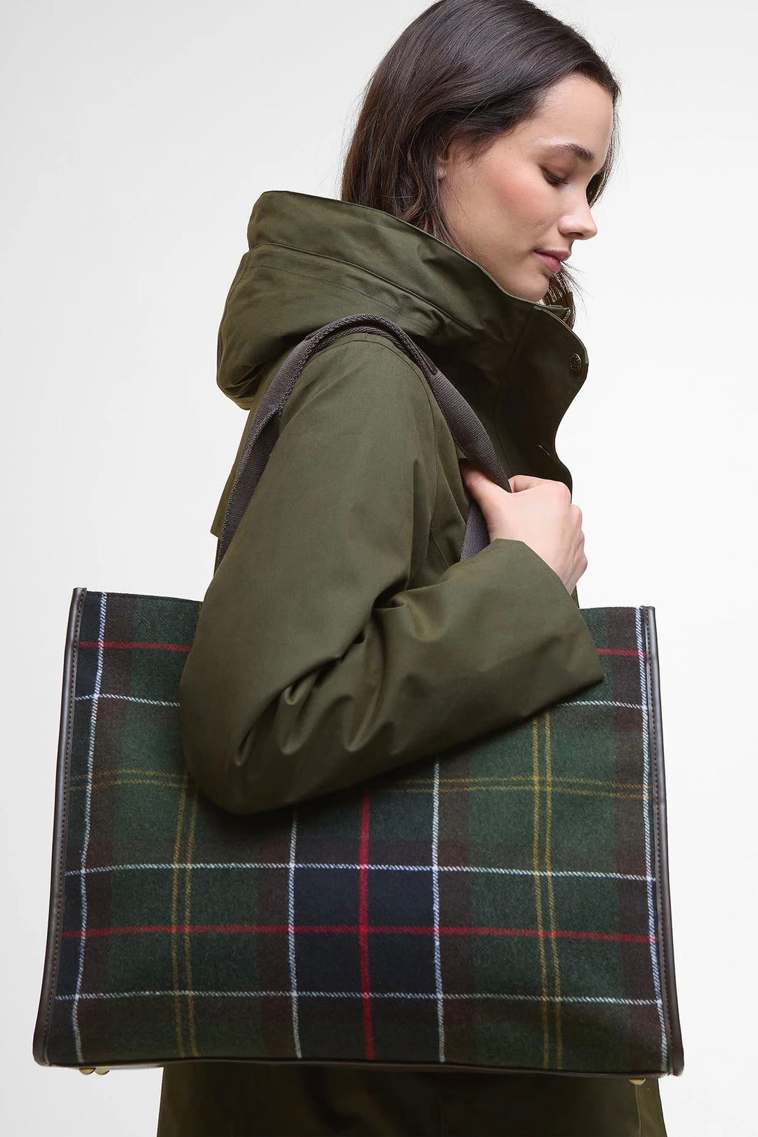 Barbour Turnberry Tartan Tote Bag Olive