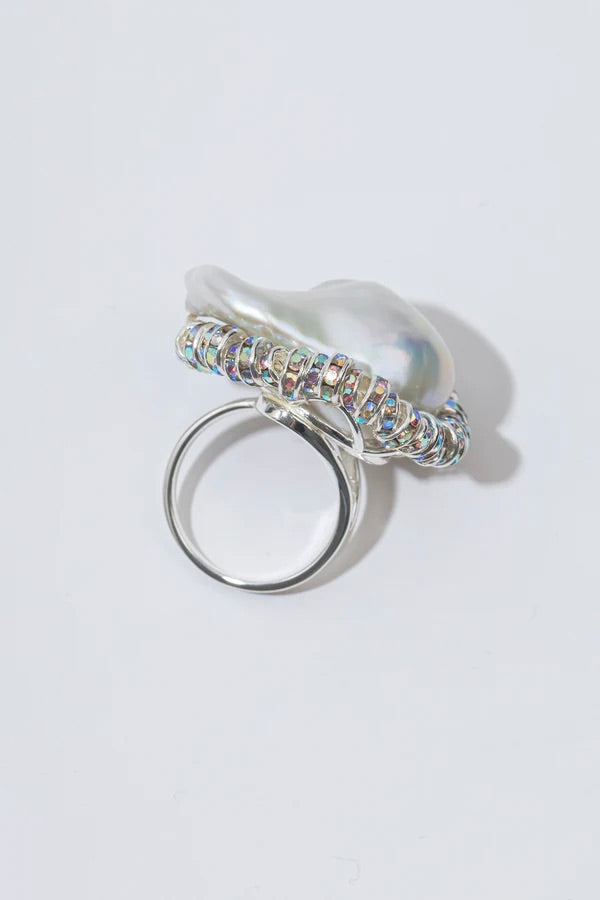 Baroque Diamond Ring Silver