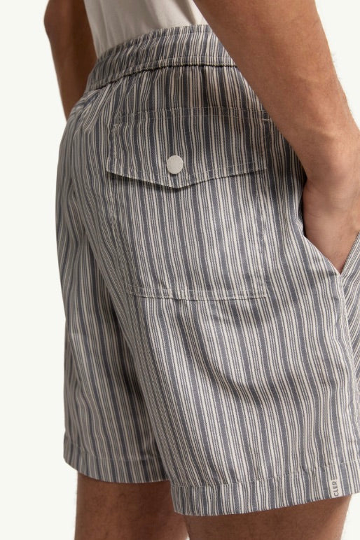 Striped Swim Shorts White/Dark Blue