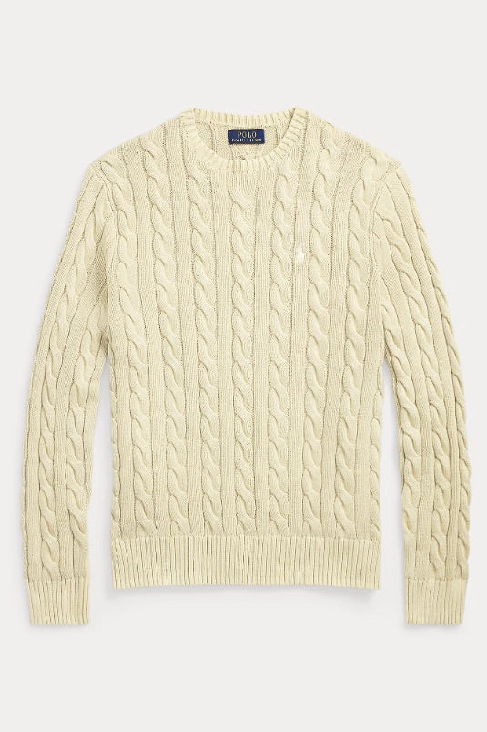 Cable-Knit Mineral-Dyed Cotton Jumper Natural