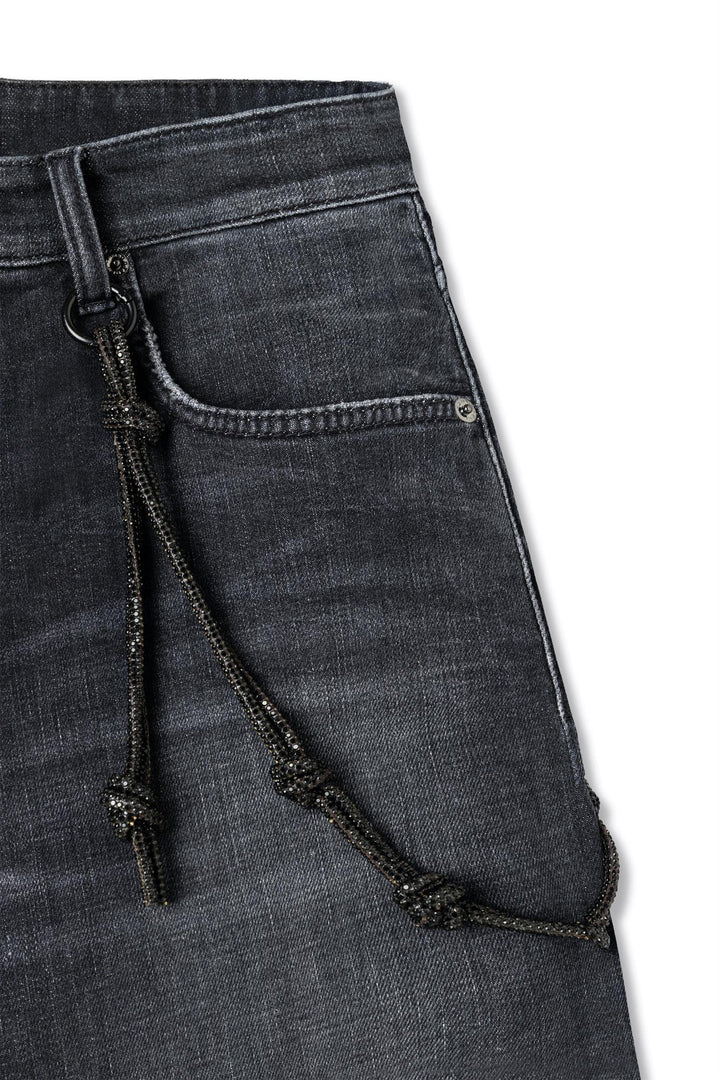 CAMBIO Baggy Mit Strasskette Denim Dark Cozy Midblack - Dale