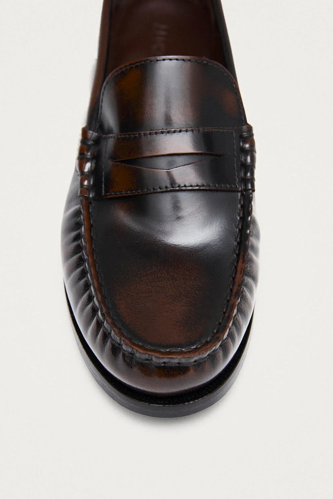 Rivet Brushed Coffee Brown Leather Loafers