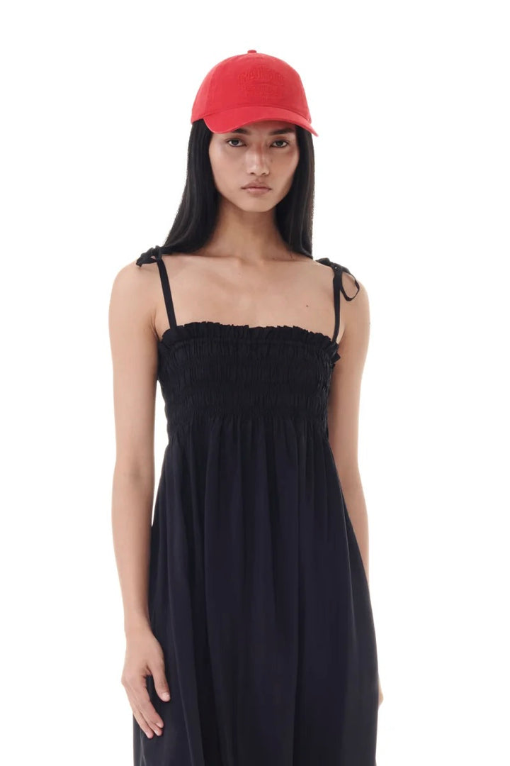 Viscose Habotai Midi Smock Strap Dress