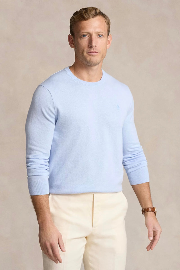 Cotton-Cashmere Crewneck Jumper Oxford Blue