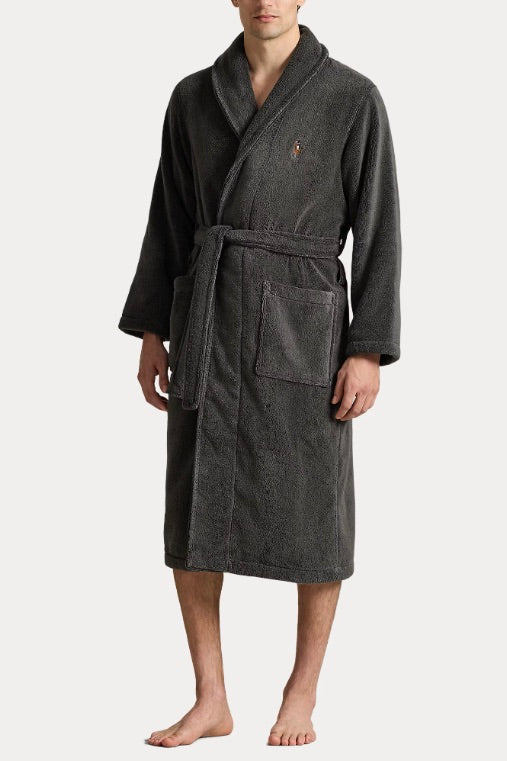 Shawl-Collar Terry Robe Dark Slate