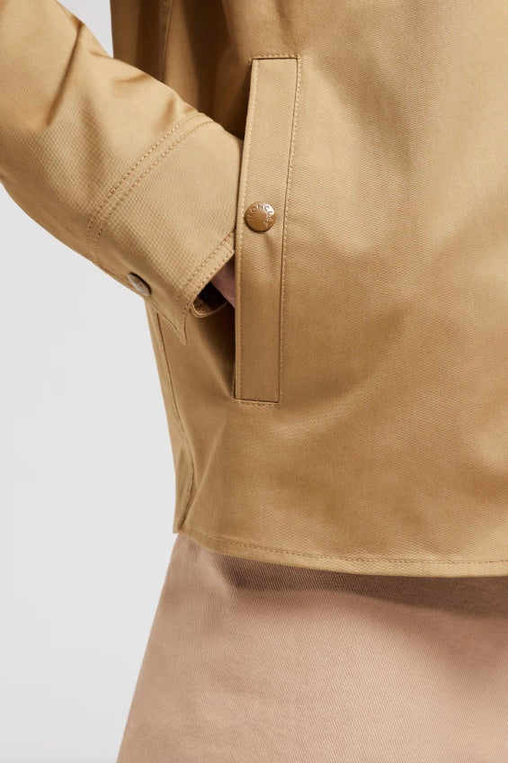 Cotton Gabardine Zip-Up Shirt Jacket