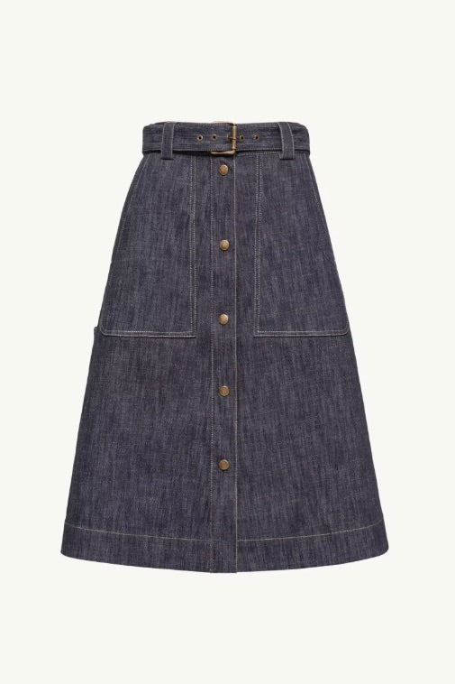 Denim Knee-Length Skirt Blue Denim