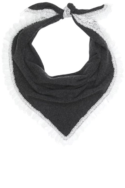 Wool Lace Triangular Scarf Phantom
