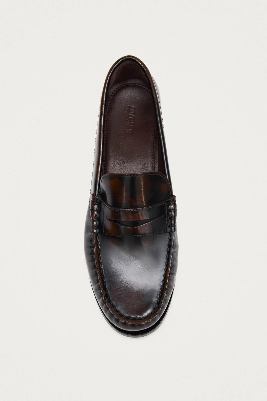 Rivet Brushed Coffee Brown Leather Loafers