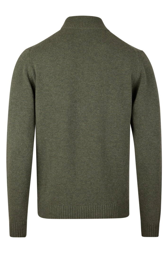 Pullover Knitted Half Zip Carded Merino Wool Green