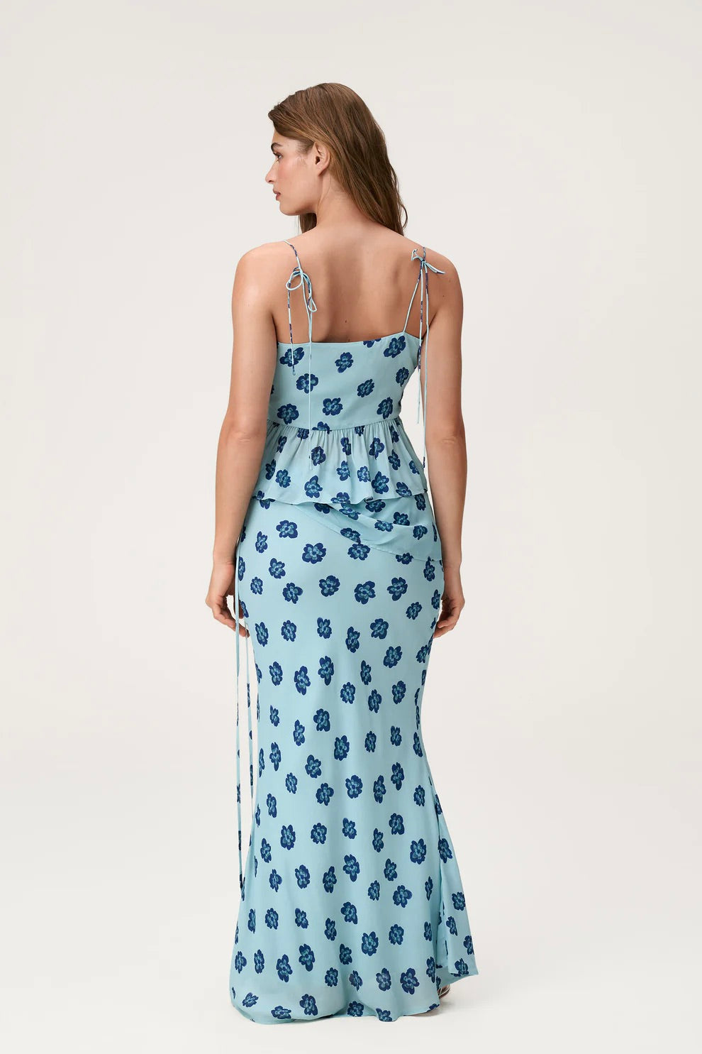 Elba Maxi Skirt Turquoise Flower