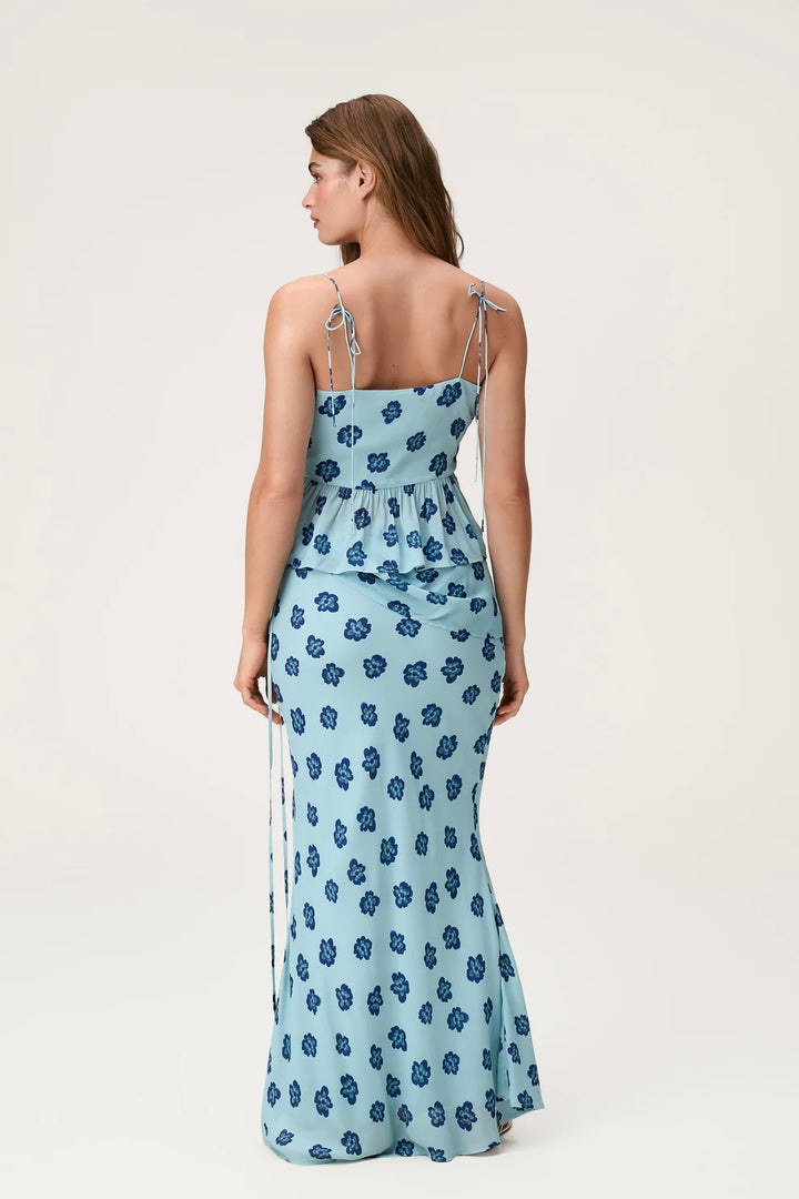 Elba Maxi Skirt Turquoise Flower