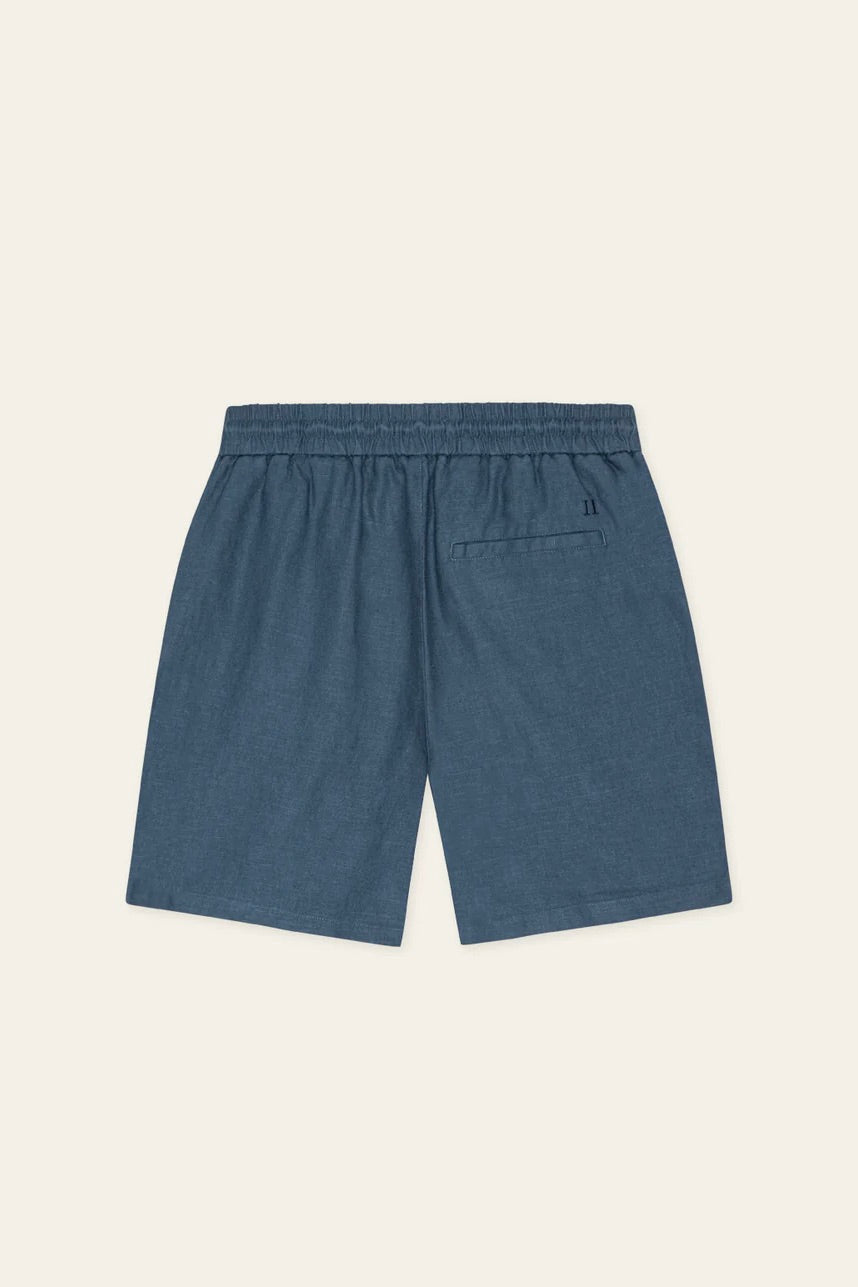 Drawstring Linen Shorts Dark Denim Blue