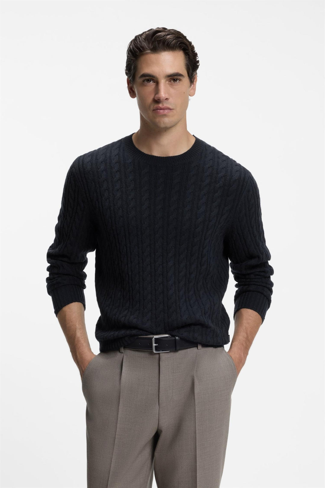 H-Furlan Cable-Knit Sweater Dark Blue