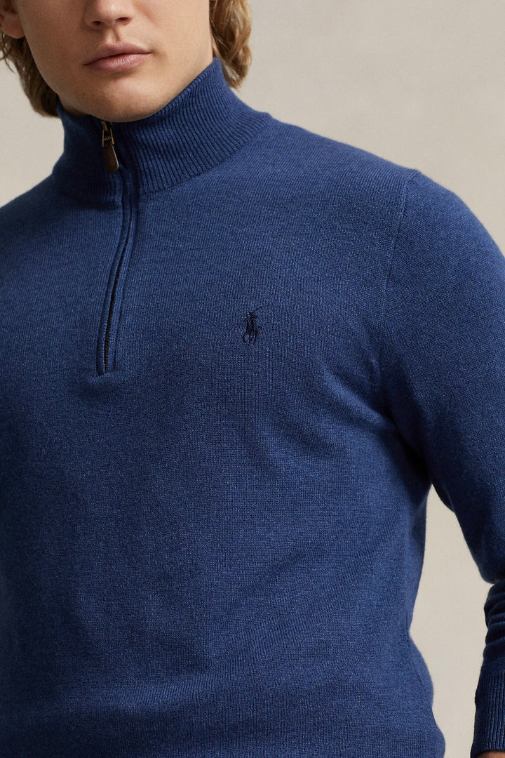 Wool Quarter-Zip Jumper Rustic Navy Heather