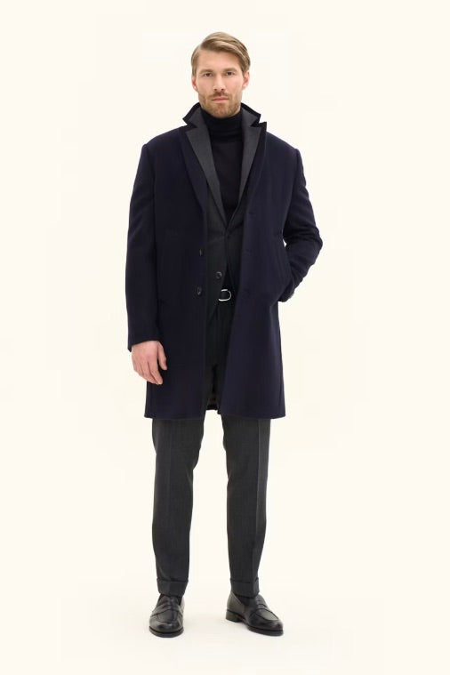 Single Breasted Coat Dark Blue