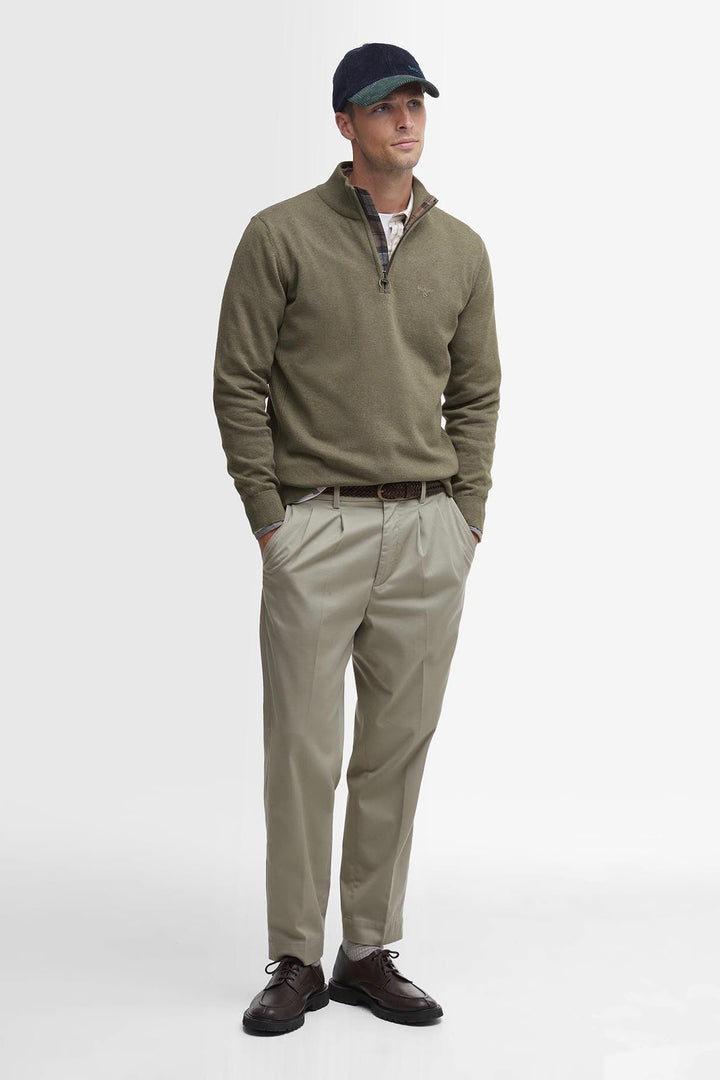 Cotton Half-Zip Vintage Khaki