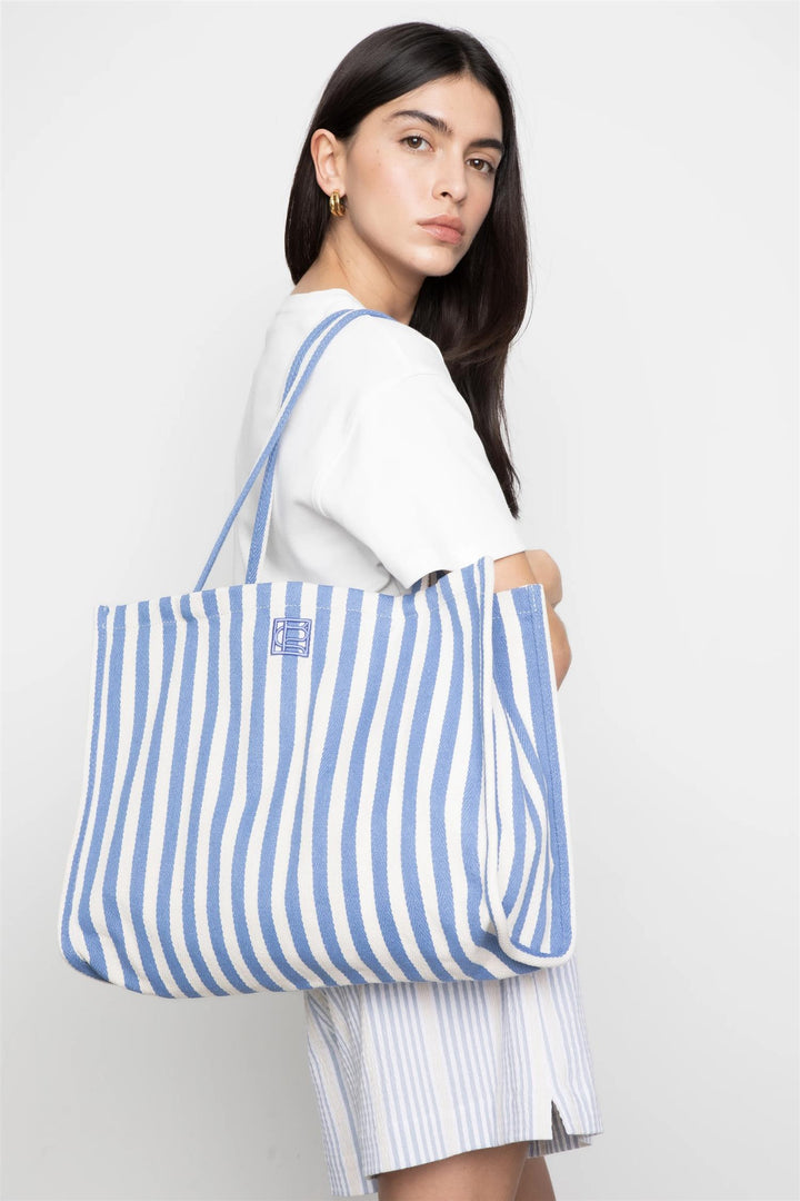 Ivy Tote Bag Blue Stripe
