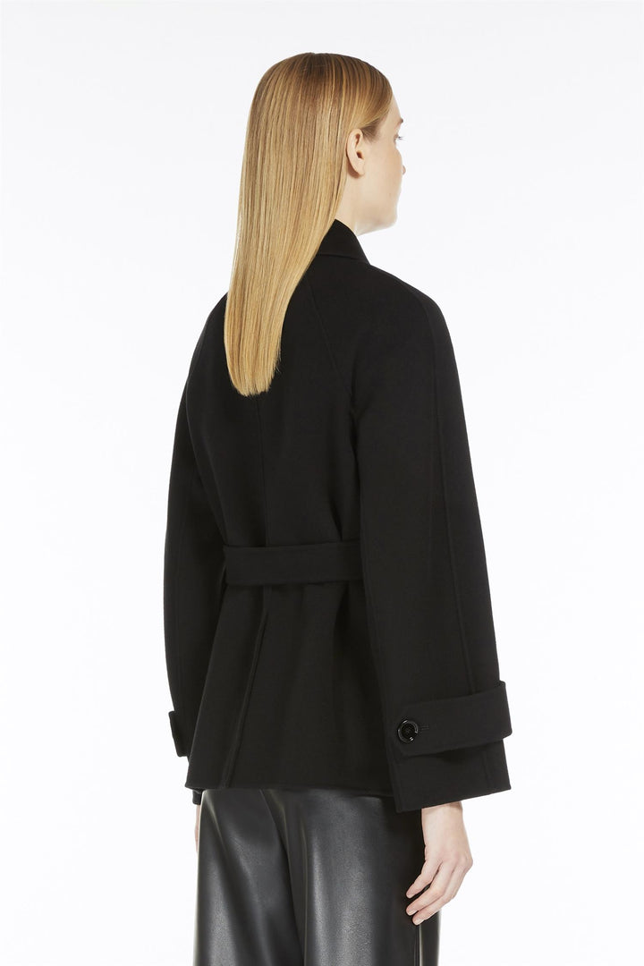 Louis Short Wool Trench Coat Black