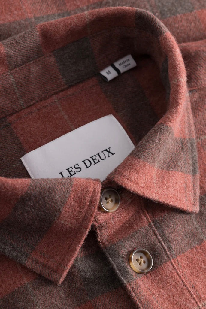 Lennon Flannel Check	Overshirt Coffee Brown/Fired Brick