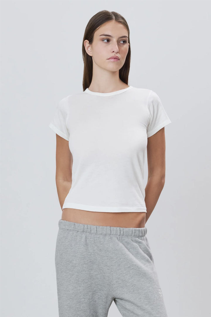 Fitted Crew Neck Short Sleeve T-Shirt Ivory