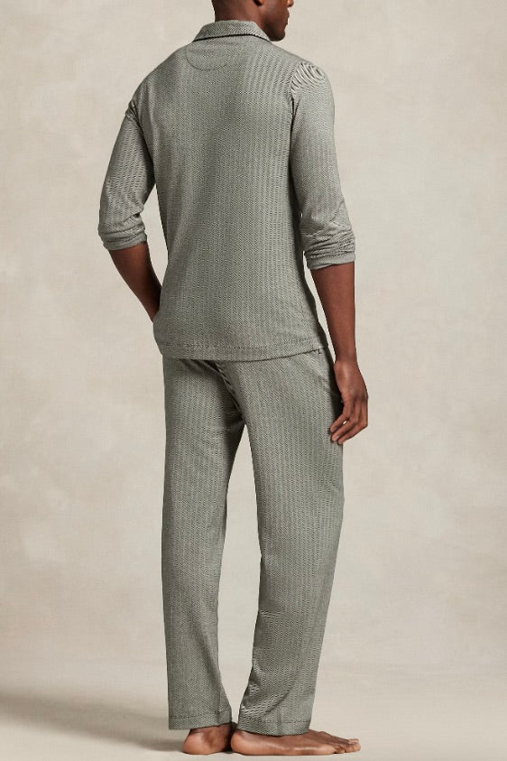 Jacquard-Knit Pyjama Set Black/Cream