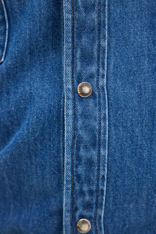 Straight Fit Western Shirt Denim Blue