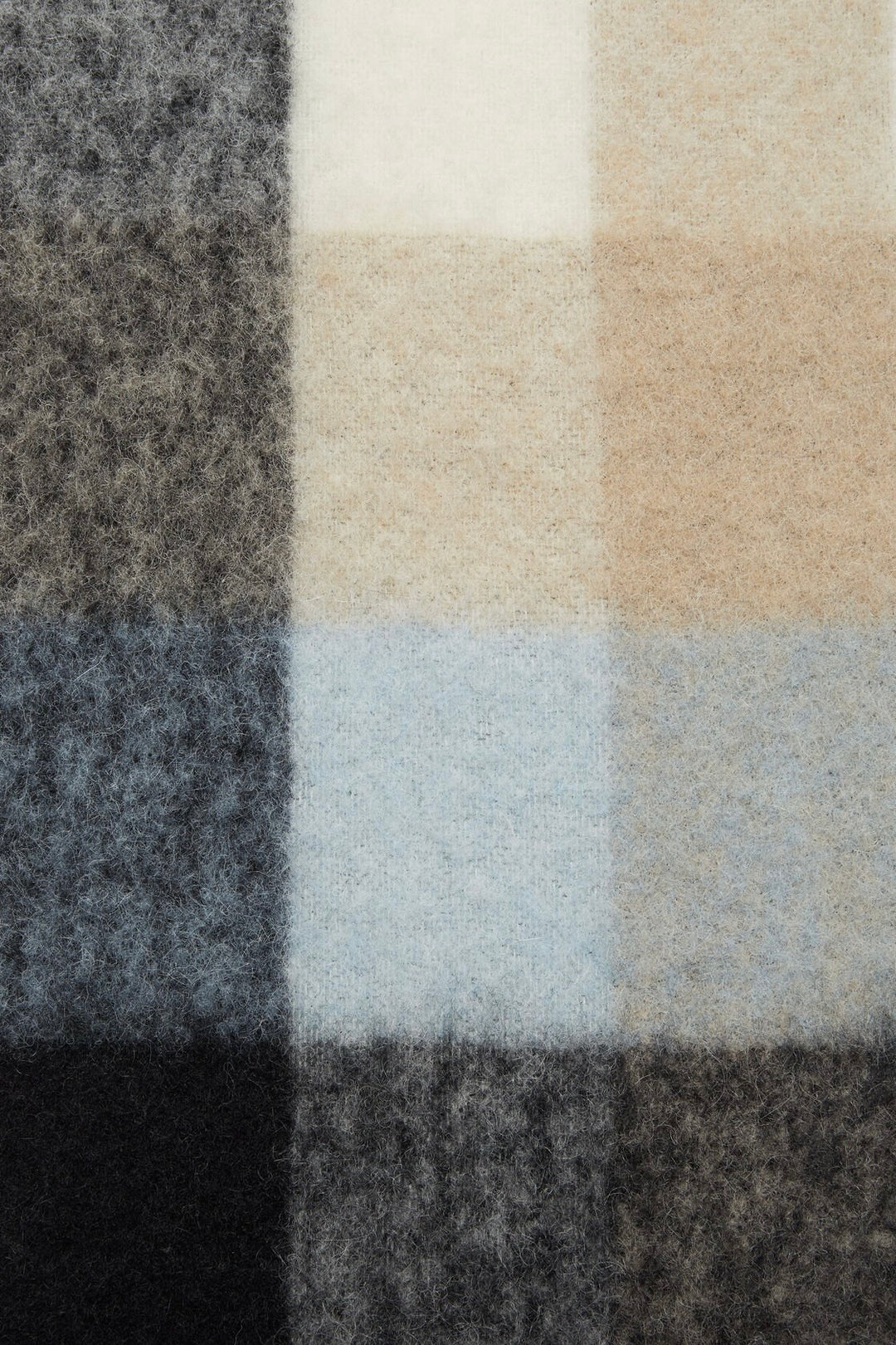 Mohair Checked Scarf Blue/Beige/Black