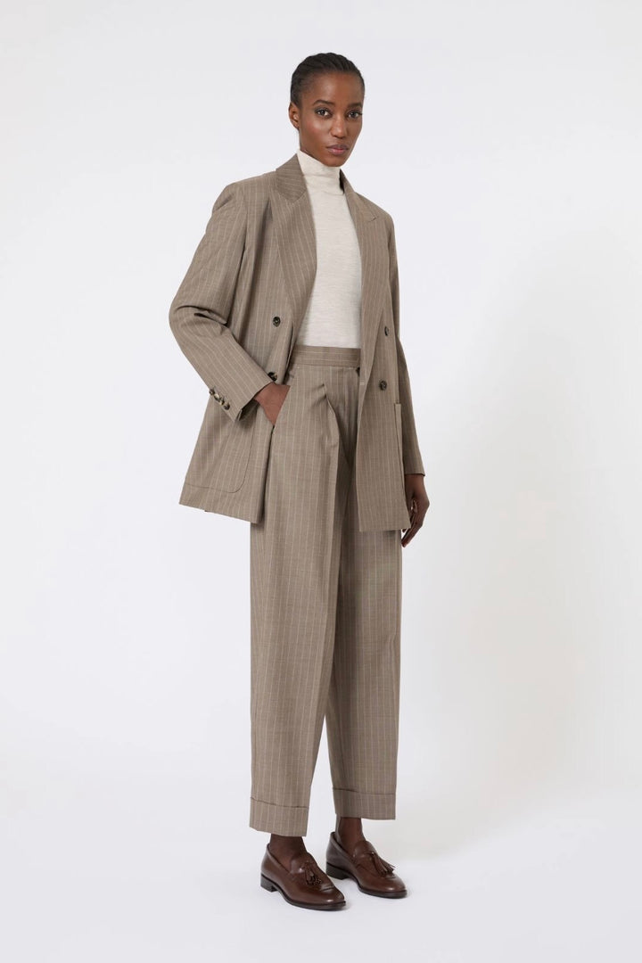 Stockinette-Stitched Wool Polo-Neck Sweater Powder