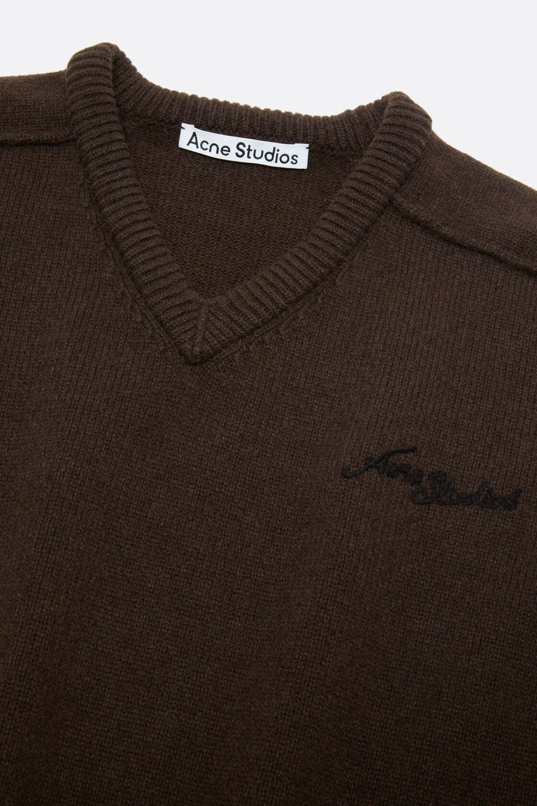 Wool V-Neck Sweater Dark Brown