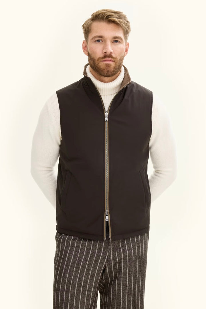 Reversible Padded Vest Walnut Beige