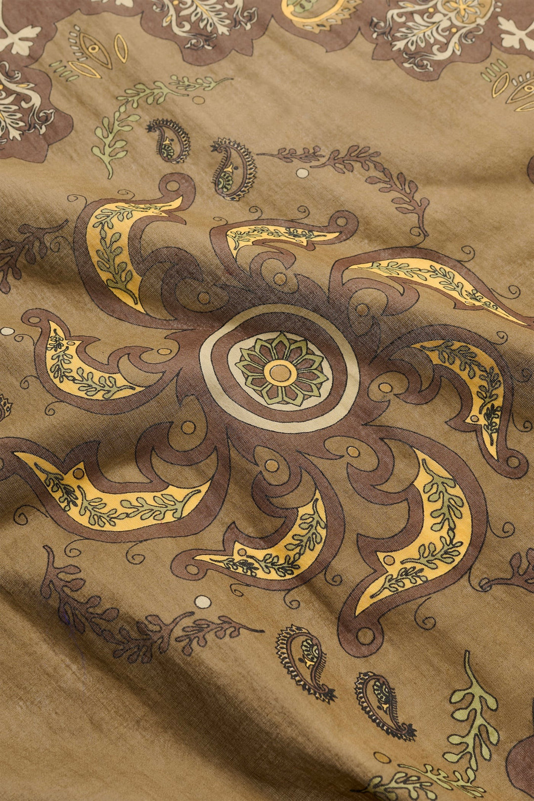 Pippa Scarf Khaki Paisley Print