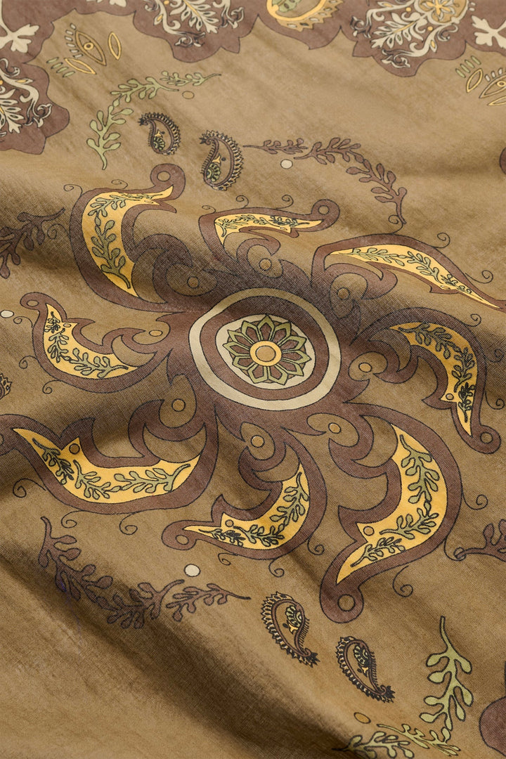 Pippa Scarf Khaki Paisley Print