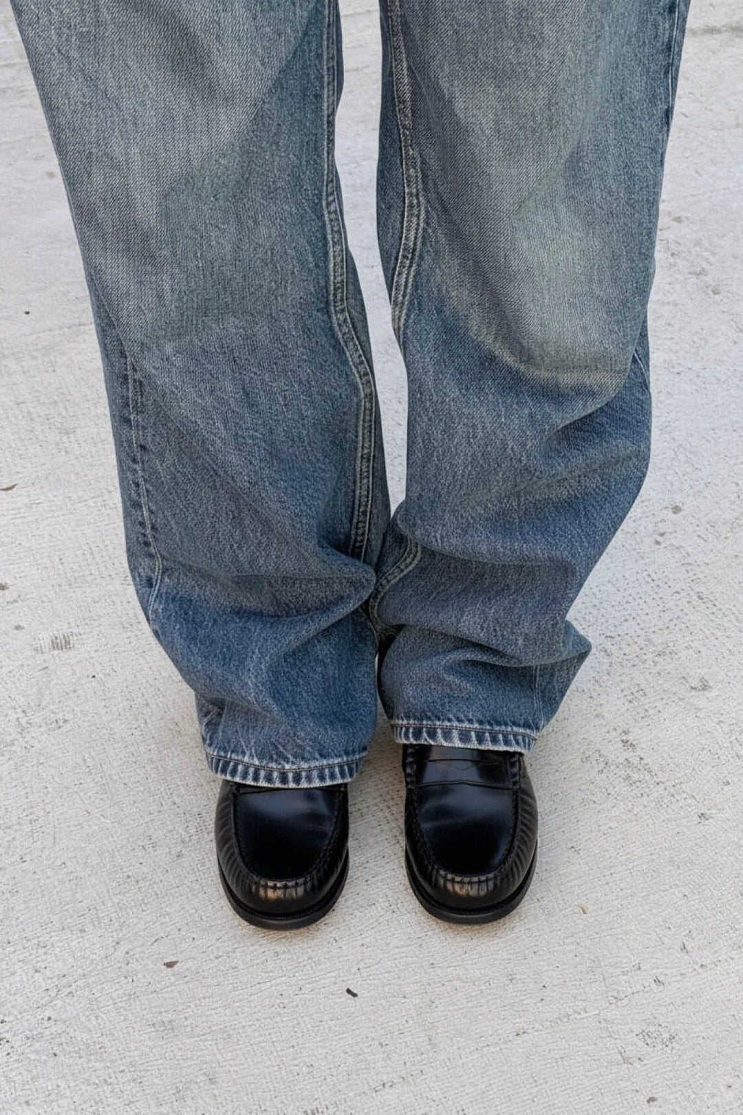 Rivet Black Leather Loafers